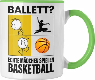 Produktbild von Trendation - Basketball Mädchen Tasse Sport Geschenk Frauen Echte Mädchen Spielen Basketball-Spielerin (Grün)