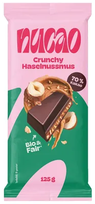 Produktbild von nucao Tafelschokolade Crunchy Haselnussmus 125g