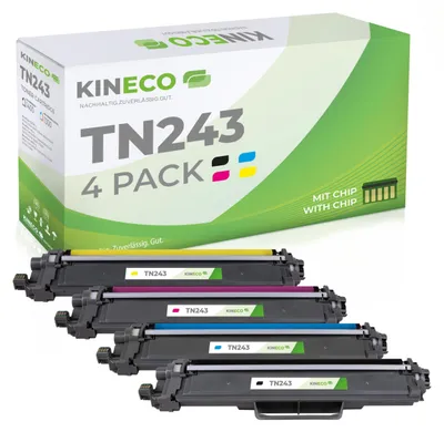 Produktbild von Kineco TN243 TN247 4er Set Toner kompatibel für Brother MFC-L3750CDW DCP-L3550CDW HL-L3210CW HL-L3230CDW MFC-L3770CDW HL-L3270CDW Ersatz für TN-243 und TN247 TN243CMYK Multipack Schwarz & CMYK
