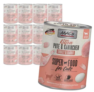 Produktbild von MAC's Kitten 12x800g getreidefreies Nassfutter für Kitten, Truthahn-Kaninchen-Geschmack