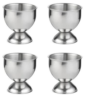 4er-Set Edelstahl-Eierbecher, stapelbar, silber