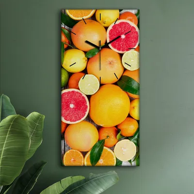 Produktbild von Wohnzimmer Leinwand Uhr Geräuschlos Küche 30x60 Farbige, Früchte, Motive, schwarze Zeiger