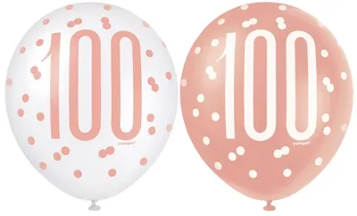 Produktbild von 6 Luftballons roségold Zahl 100