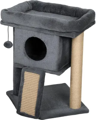 Immagine prodotto di Tiragraffi Fortuna Lai con tappetino in juta, piattaforma di riposo, pallina, casetta per gatti, beige, 40 x 40 x 57 cm