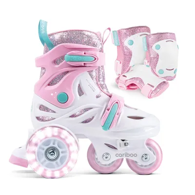 Produktbild von Kinder-Rollschuh-Set Cariboo Ballerina + pinke Schützer - XS