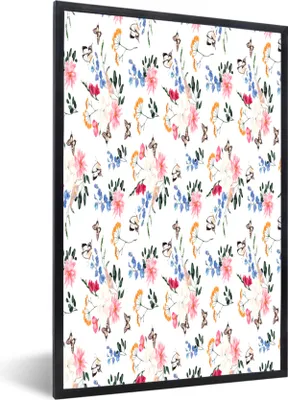 Produktbild von MuchoWow® MuchoWow® Gerahmtes Poster Blumen - Muster - Pastell 20x30 cm - Poster mit zchwarzem Bilderrahmen - Drucken - Bilder Poster im Rahmen