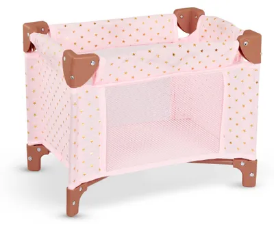Obrázok produktu pre LullaBaby – prenosná ohrádka pre bábiky, skladacia, s motívom zlatých hviezdičiek