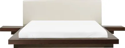 Produktbild von BELIANI Wasserbett Dunkle Esche MDF/Kunstleder Holzfurnier 160 x 200 cm Japanischer Stil