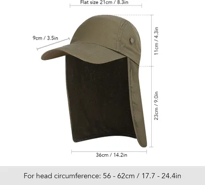 Produktbild von Männer UPF 50+ Sonnenkappe breite Krempe Angeln Sonnenkappe Hut mit Halsklappe