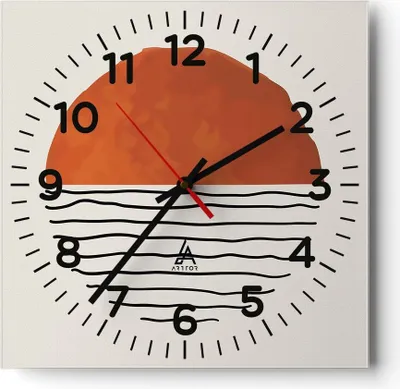 Produktbild von Wanduhr - Quadrat - Glasuhr - Modern Sonne Meer - 30x30cm - Schleichendes Uhrwerk - Lautlos - zum Aufhängen bereit - Dekoration Modern - Wanddekoration aus Glas - C4AC30x30-4512
