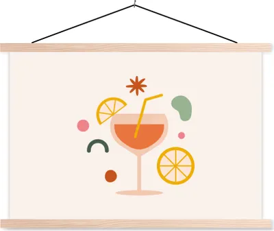 Produktbild von MuchoWow® Textilposter Cocktail - Abstrakt - Sommer 60x40 cm mit holzfarbenen Rahmen - Bilder