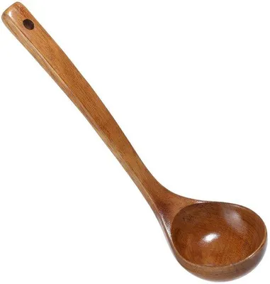 Zdjęcie produktu dla Ibenzoa® – Drewniana, ręcznie robiona łyżka do zupy o długości 28 cm i wadze 80 g, wykonana w jednym kawałku – idealna do serwowania zup, gulaszy i sosów