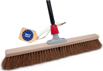 Produktbild von Novaliv 2x Kokosbesen 60 cm mit Teleskopstiel Kokosborsten Besen Naturborsten Werkstattbesen mit Stiel Hallenbesen Industriebesen Hausbesen Kehrbesen Malerbesen Haarbesen Terassenbesen Besen weich