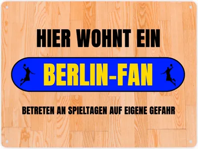 Produktbild von Hier wohnt ein Berlin-Fan Metallschild XXL in 28x38 cm mit Turnhallenboden Motiv