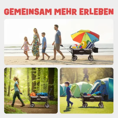 Produktbild von ONBEST Bollerwagen | faltbar | mit Dach | mit Regenschutz | 100 kg | Kühltasche | Wetterfest | UV30+