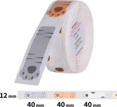 Produktbild von Niimbot Etiketten T 12x40mm 160 Stück Pfoten für D11, D11-M, D110, D110-H