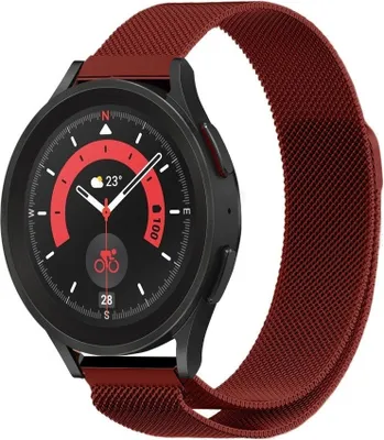 Produktbild von Strap-it Milanese Armband - Kompatibel mit Samsung Galaxy Watch 5 Pro Armband Edelstahl Armband mit Magnetverschluss - Ersatzarmband - Hochwertiges Material - für Samsung Galaxy Armband Rot