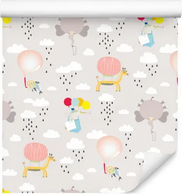 Produktbild von 10m VLIES TAPETE Rolle Kinderzimmer Luftballons Elefanten Giraffen XXL