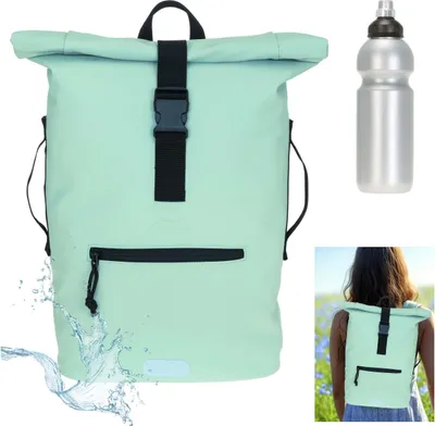 Produktbild von Rucksack Plane Time Bag Evo 24 L Kurierrucksack Roll-Top Damen A4 Freizeitrucksack Laptoprucksack wetterfest Outdoor Elephant 12825 Pastell Mint 1 +f