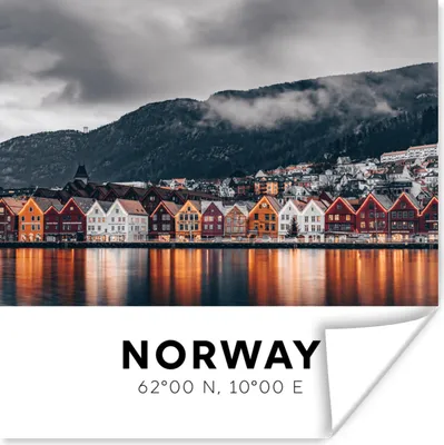 Produktbild von MuchoWow® Poster Norwegen - Bergen - Skandinavien 30x30 cm - Wandposter - Printing
