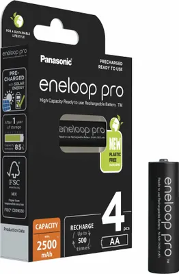 Immagine prodotto di 1x4 Panasonic Eneloop Pro Mignon 2500mAh AA Ni-MH BK-3HCDE/4BE