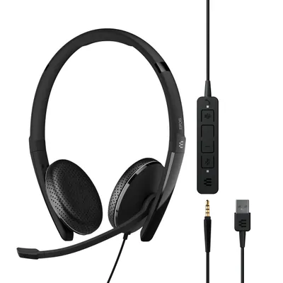 Immagine prodotto di EPOS ADAPT 165T USB II - Serie ADAPT 100 - Cuffia - on-ear - cablata - spina da 3,5 mm, USB-A - nera - certificata
