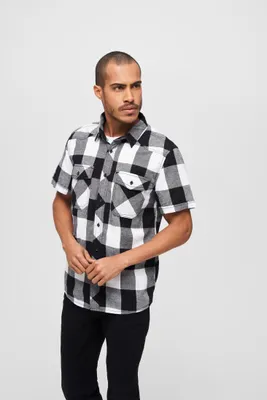 Obrázek produktu pro Pánská košile Brandit Checkshirt Halfsleeve white/black - 3XL