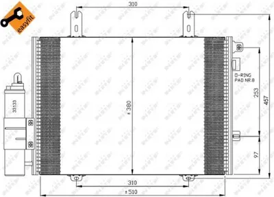 Produktbild von NRF 35353 Kondensator Klimaanlage für RENAULT CLIO II (BB0/1/2, CB0/1/2) +Trockner +Dichtring