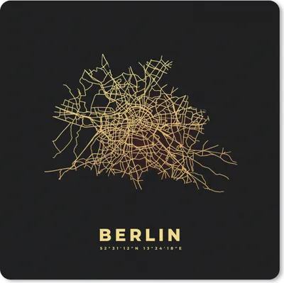 Produktbild von MuchoWow® Mauspad Mousepad Berlin - Gold - Stadtplan - Karte 20x20 cm - Mousepads - Maus Mat - Pad - Mausunterlage - Desk Mat - Bureauartikeln