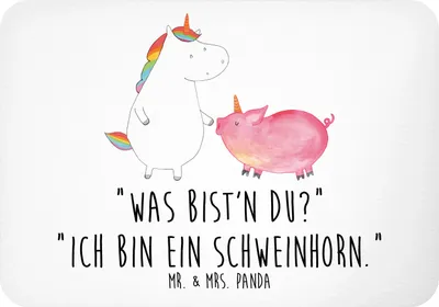 Produktbild von Mr. & Mrs. Panda magnet Einhorn Schwein - Weiß - Geschenk, Notizhalter, Schweinchen, Unicorn, Einhörner, haftmagnet, Kühlschrankmagnet, Freundin, whiteboardmagnet