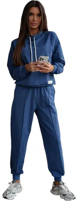 Produktbild von Damen Freizeitanzug Hausanzug Homewear Jogginganzug, Jeansblau/S/36