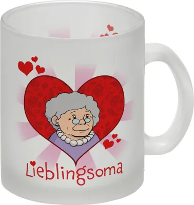 Produktbild von Lieblingsoma Glas Tasse mit Oma im Herz