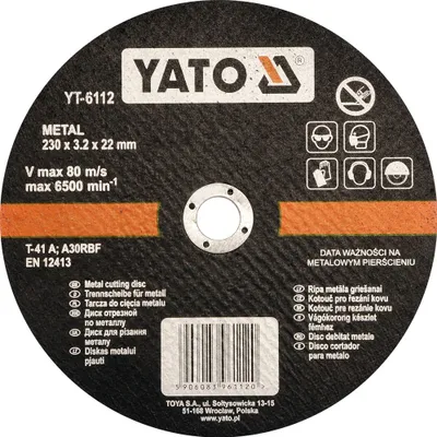Obrázek produktu pro YATO Kotouč na kov 230 x 22 x 3,2 mm YT-6112