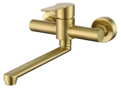 Wandarmatur 360° drehbar, 304 Edelstahl, gebürstetes Gold, 1-Griff
