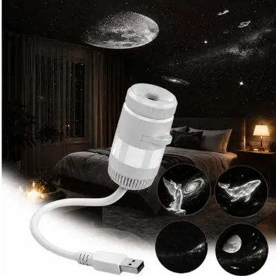 Image de Projecteur 2 en 1 : ciel étoilé et océan – 4 films, hologramme 5D, 6 couleurs RGB réglables, col de cygne rotatif à 360°, connexion USB – Idéal pour les chambres d'enfants et les chambres à coucher
