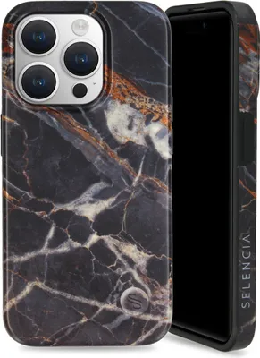 Produktbild von Selencia Aurora Fashion Back Case iPhone 15 Pro - Onyx Black Marble