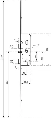 Image de Boitier de serrure enc. Trimatic à cylindre pour porte bois, ajustable, axe 40mm, 3pts, G-18296-00-0-1 - FERCO by THIRARD