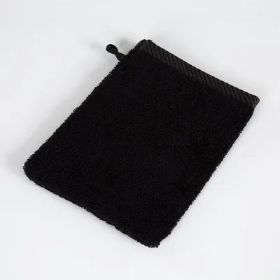 Produktbild von 8 er SET SCHWARZ WASCHHANDSCHUH 500g/m² 100% BAUMWOLLE 15x21