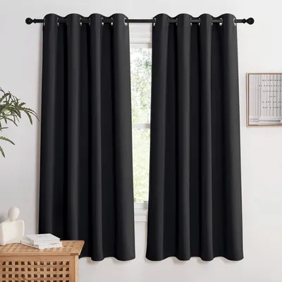 Produktbild von Schwarze Verdunkelungsvorhänge - Set aus 2, Geeignet für Wohnzimmer und Schlafzimmer