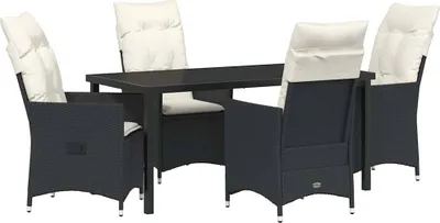 Image de Ensemble de salle à manger pour jardin 5 pcs Noir polyrotin