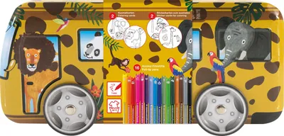 Imagen del producto de EBERHARD FABER, set de rotuladores de fibra "Animal COLORI", estuche metálico "Safari"
