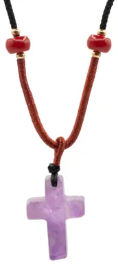 Imagen del producto de Collar de cuerda Colgante de Piedra Preciosa - Cruz de Amatista