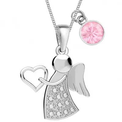 Schutzengel Halskette I Geschenk für Damen Echtschmuck Rosa, 45cm

