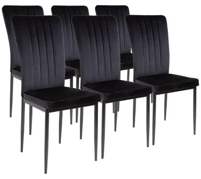 Produktbild von Albatros Esszimmerstühle mit Samt-Bezug 6er Set MODENA, Schwarz - Stilvolles Vintage Design, Eleganter Polsterstuhl am Esstisch - Küchenstuhl oder Stuhl Esszimmer mit hoher Belastbarkeit