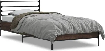 Produktbild von vidaXL Bettgestell Braun Eichen-Optik 100x200 cm Holzwerkstoff Metall