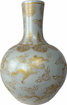 Produktbild von Fine Asianliving Chinesische Vase Weiß Dragons Gold Handgefertigt D41xH57cm Dekorative Vase Blumenvase Orientalische Keramik Vase Dekoration Vase Moderne Tischdekoration Vase