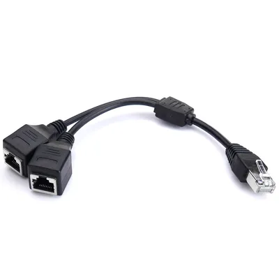 Produktbild von 1 bis 2 Dual Ports RJ45 Y Verteiler Adapter Splitter LAN Netzwerk Kabel Doppler