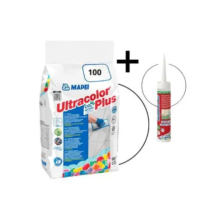Produktbild von Mapei Ultracolor Plus Kombipackung Farbcode 100 + Silikondichtstoff Farbcode 100