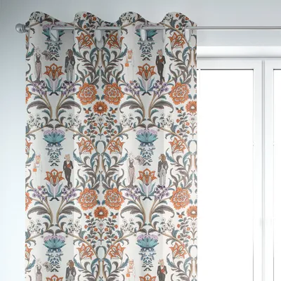 Produktbild von SCHÖNER LEBEN. Vorhang Blumen Ornamente Tiere weiß bunt 245cm Aufhängung Ösen