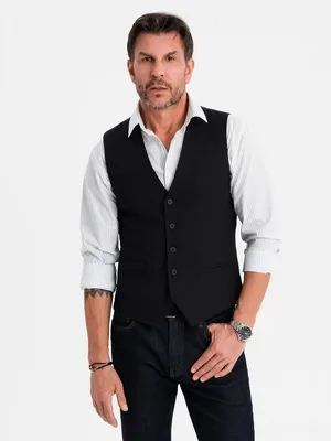 Produktbild von Ombre Herren-Weste mit klassischem Detail und Futter schwarz L